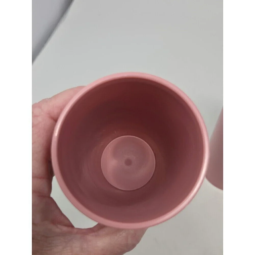 VINTAGE TUPPERWARE SET OF 4 TALL TUMBLERS DUSTY ROSE PINK 12 OZ DRINKWARE 1990S
